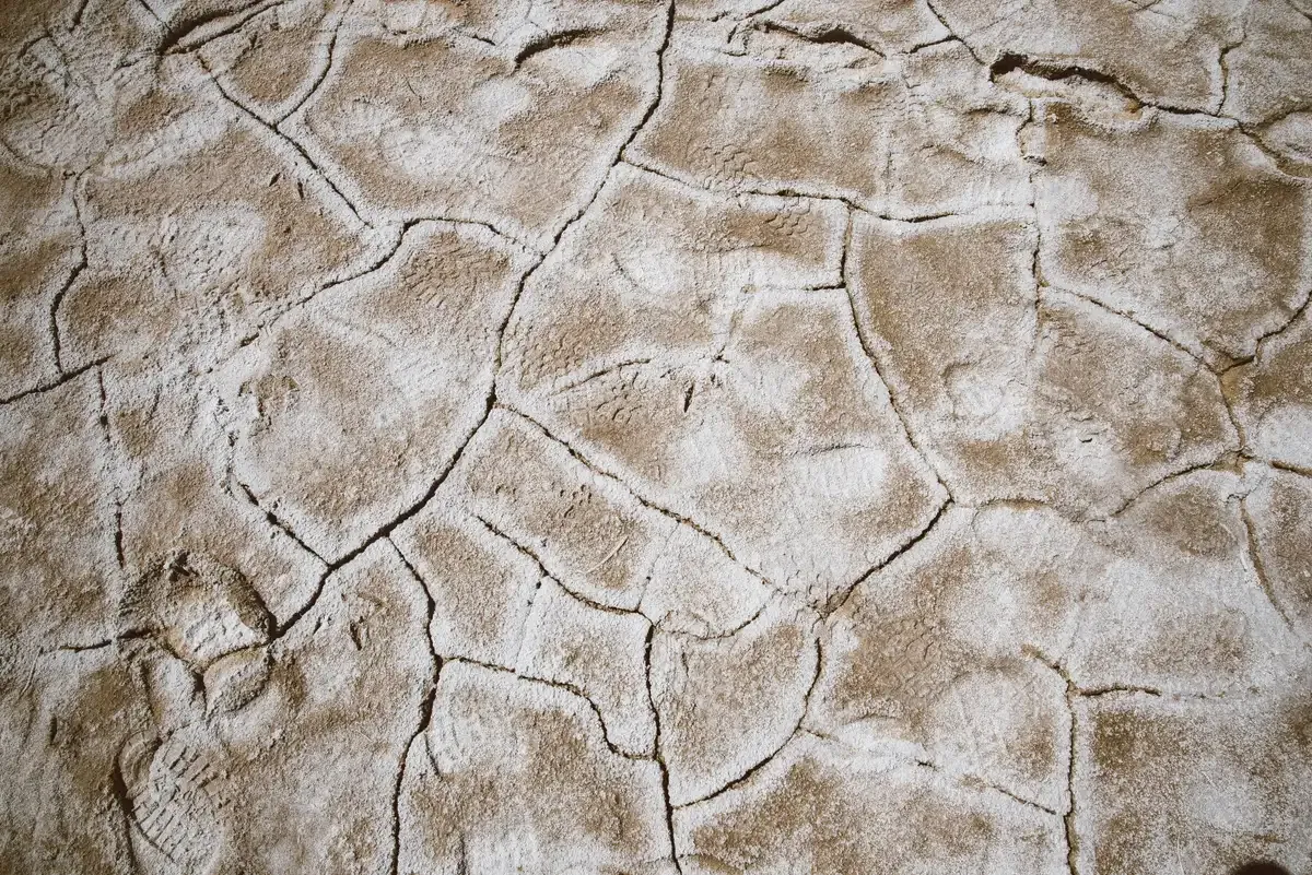 Cracked salt crust close up on an Uyuni salt flats tour